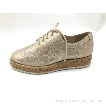 Women's Lace Up Platform Brogue Flats Shoes